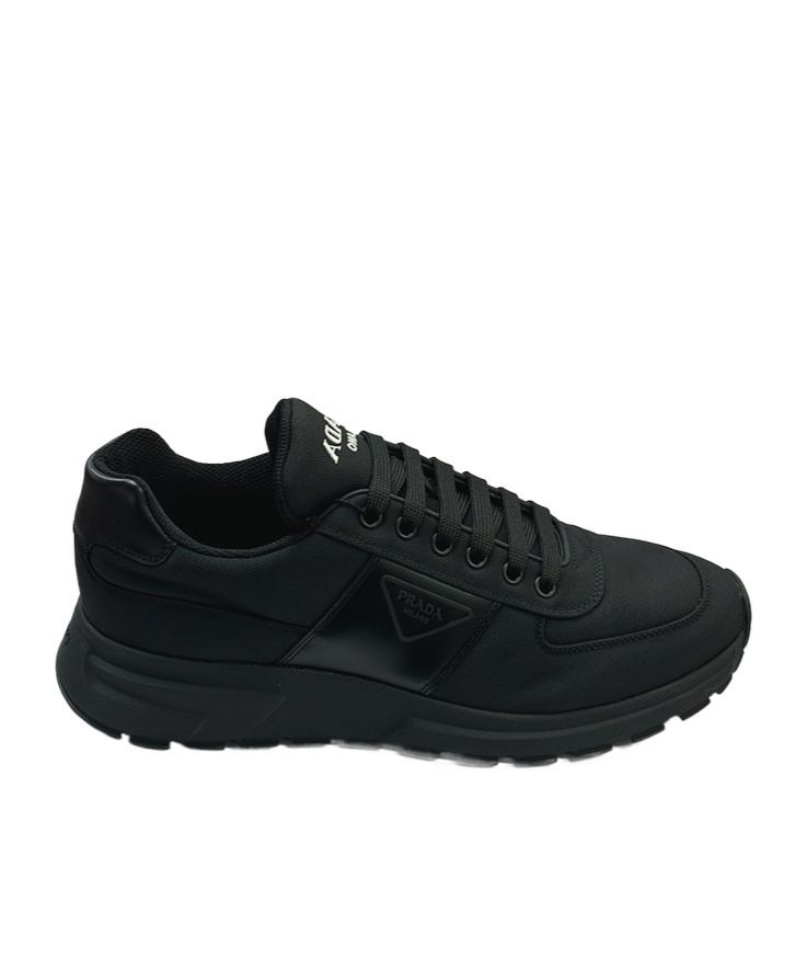 Prada Round-toe Sneakers In Black