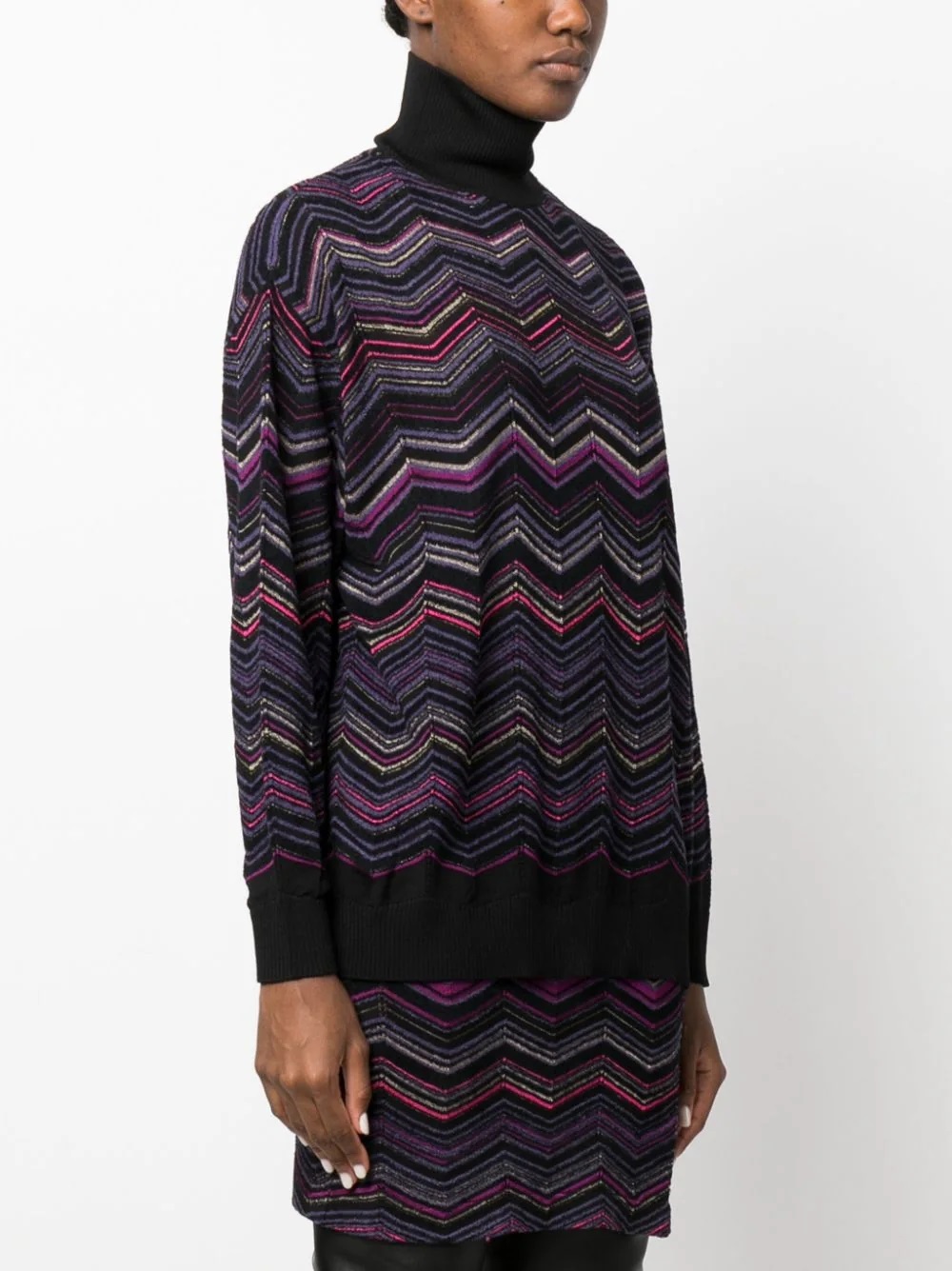 Shop Missoni Zigzag-woven Roll-neck Jumper In Black