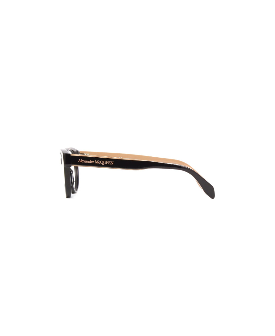 Alexander Mcqueen Logo Printed Cat Eye Frame Glasses In Black