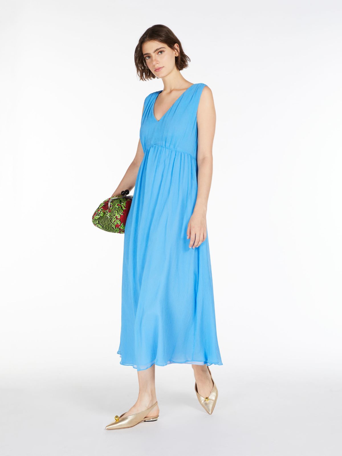 Weekend Max Mara Sleeveless Crepe Dress In Blue