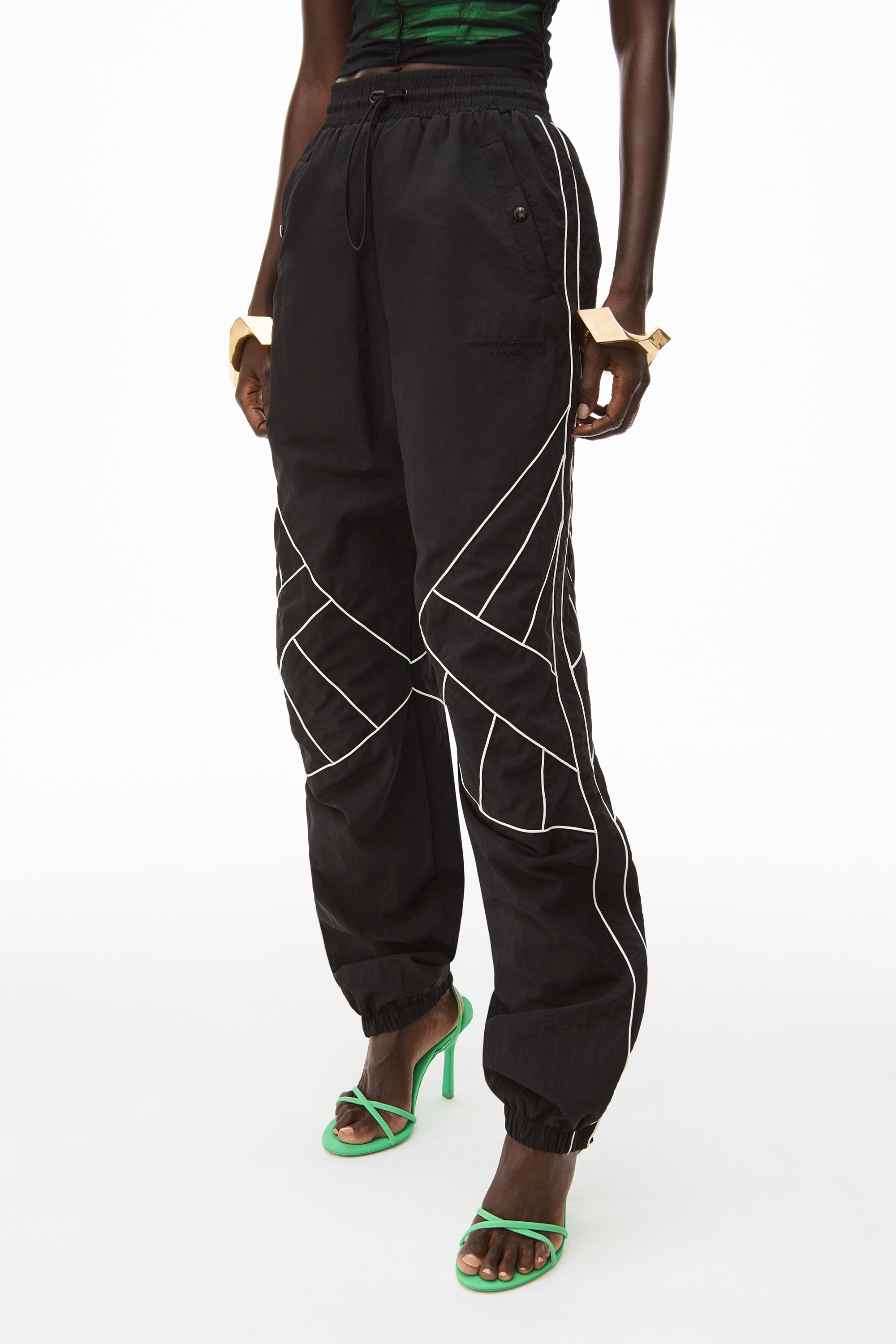 Alexander Wang Pipe-trim Drawcord Track Pants In Black
