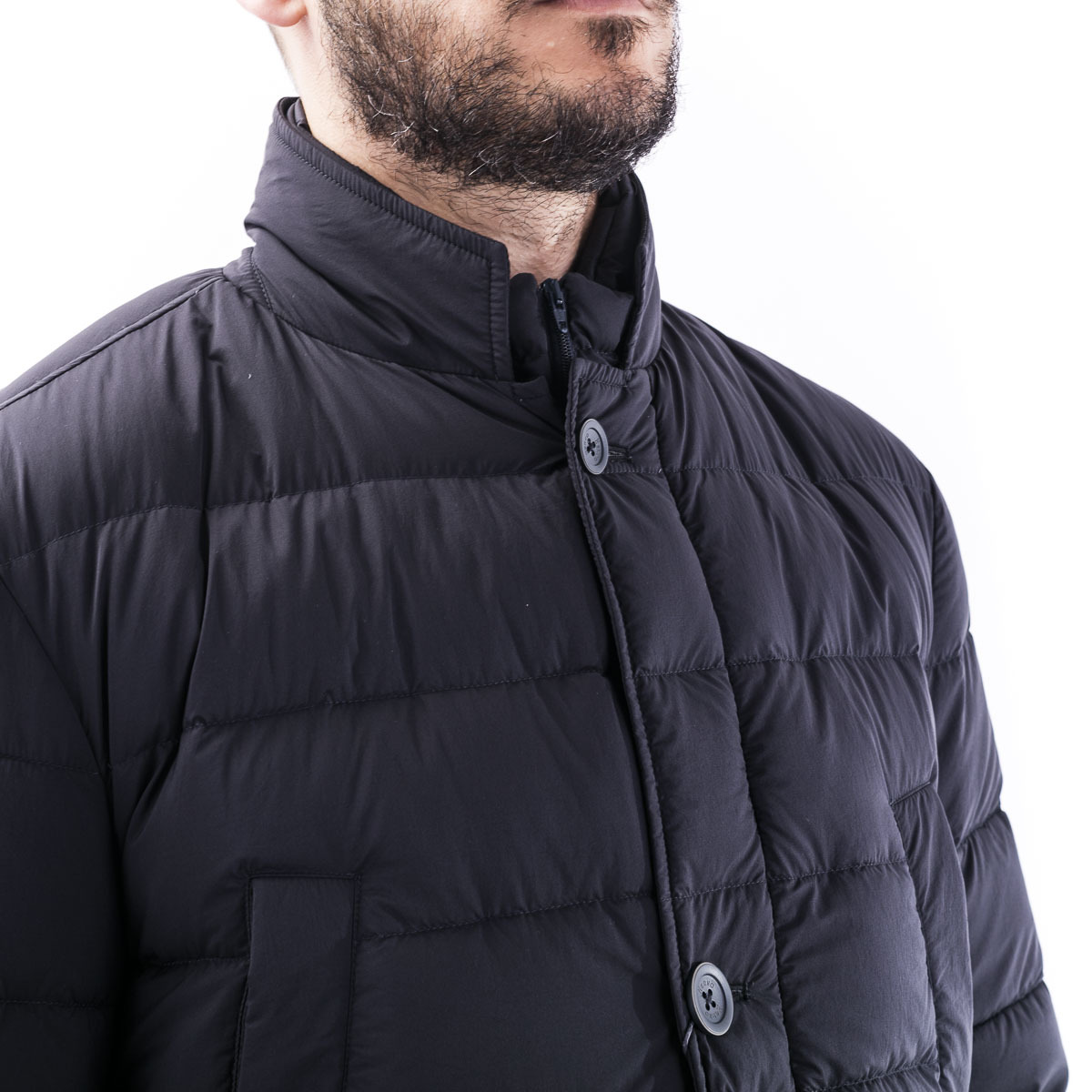 Herno Feather Coat With Legend Line Pi007ule19288 9460 In Black