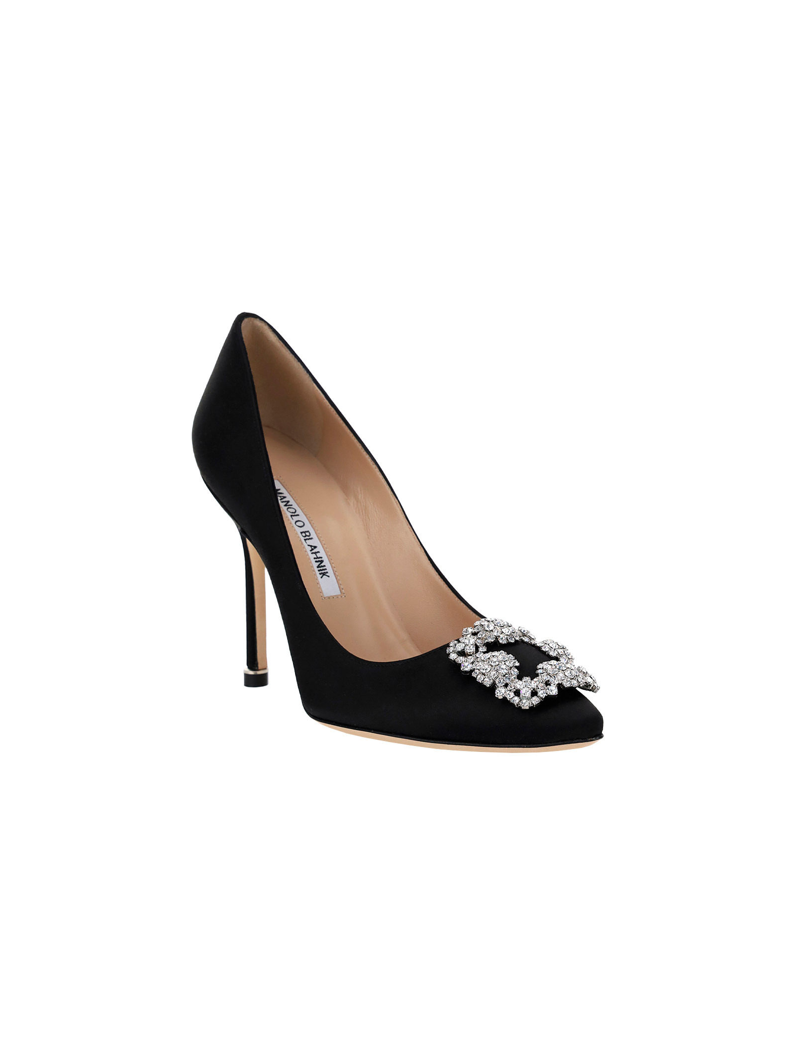 Manolo Blahnik 70mm Hangisi Crystal-buckle Pumps In Black