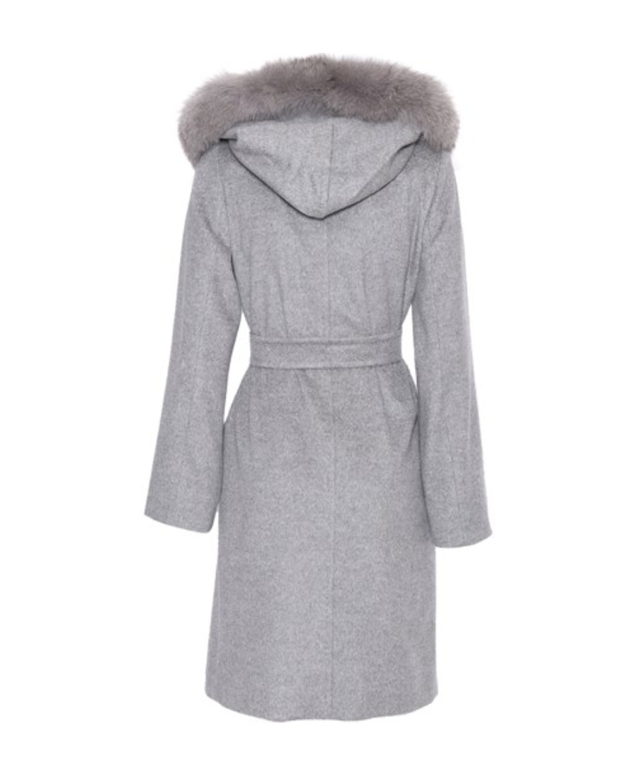 Max Mara Hooded Overcoat In Gray
