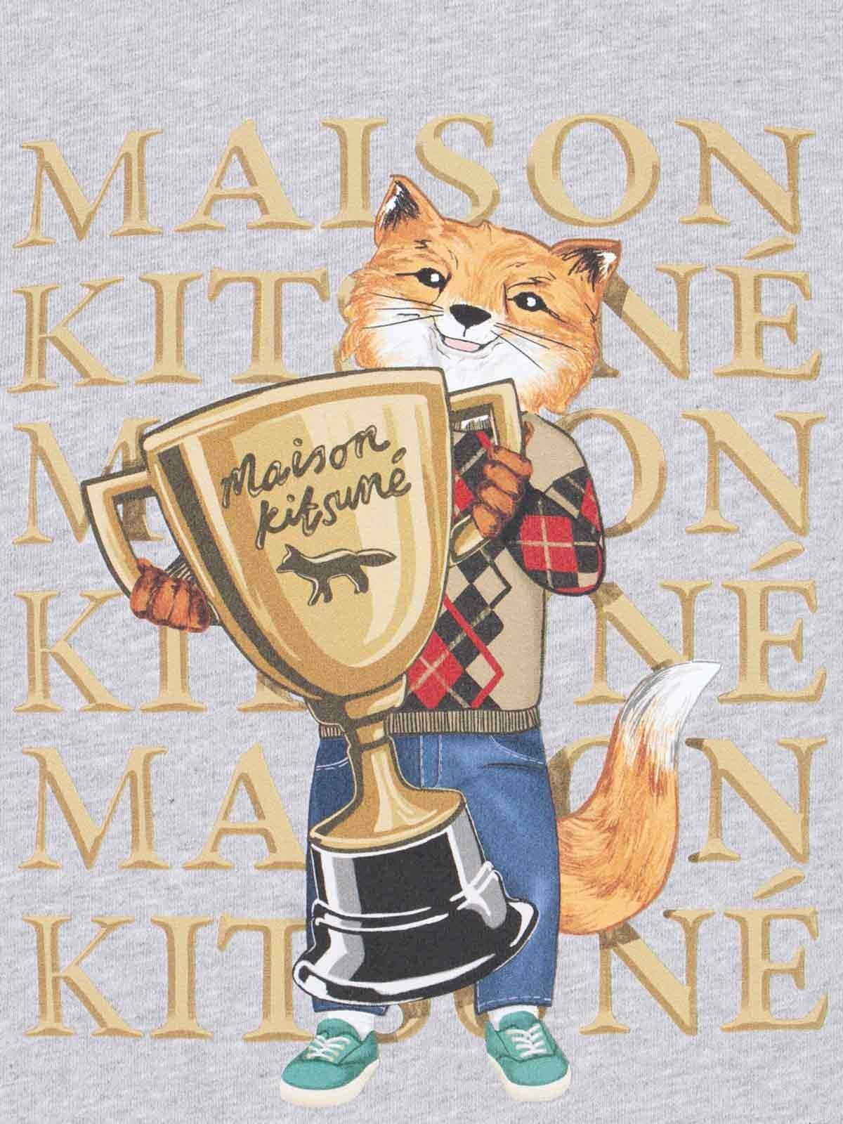 Shop Maison Kitsuné Fox Champion Cotton Sweatshirt In Gray