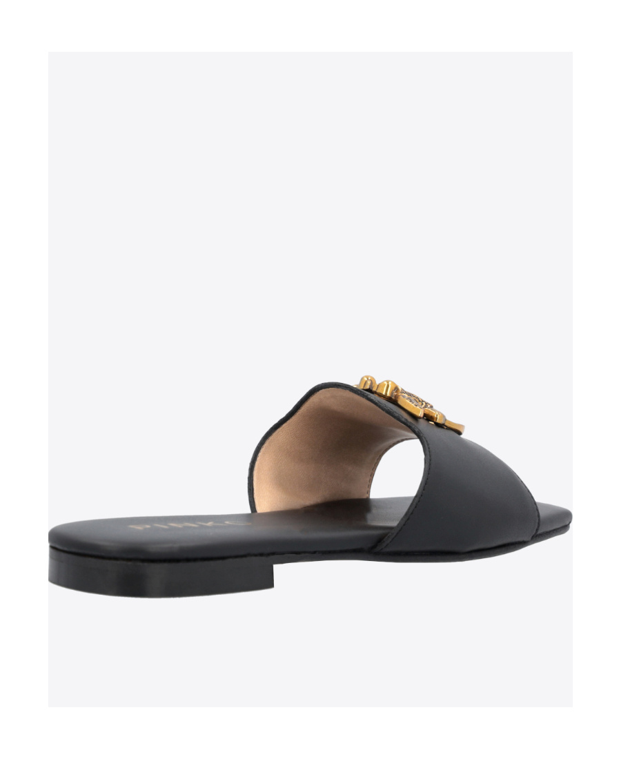 Pinko Logo Plaque Slip-on Sandals In Black