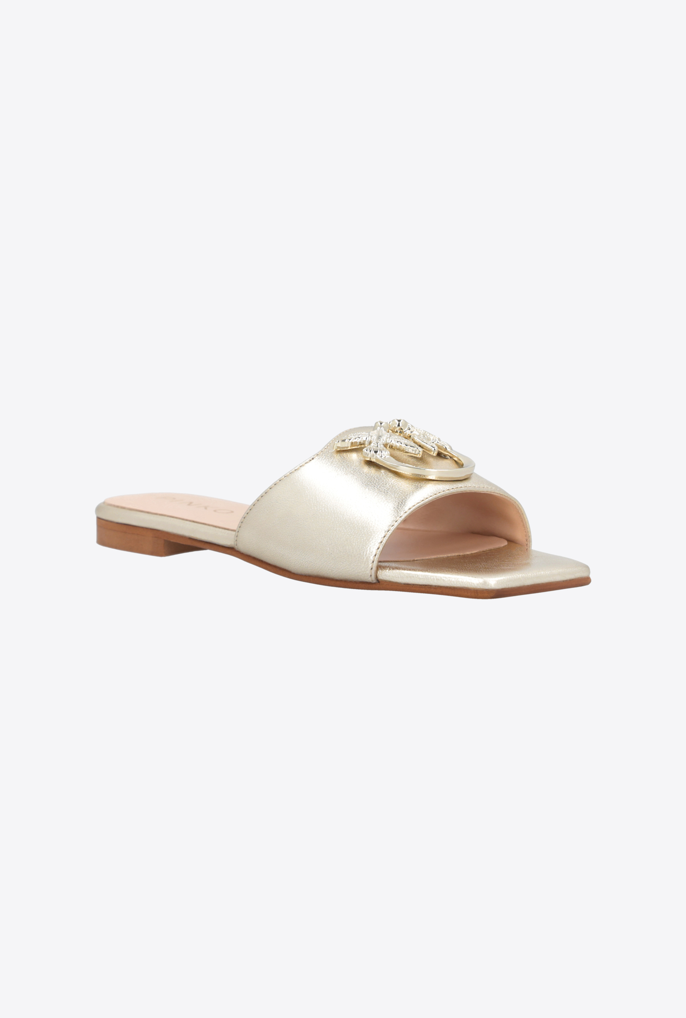 Pinko Love Birds-plaque Slides In Metallic