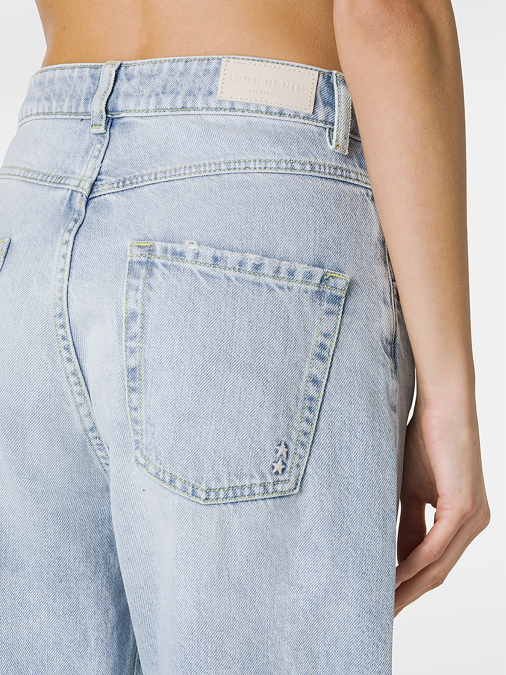 Icon Denim Poppy Ripped Jeans With Logo Patch In Blue