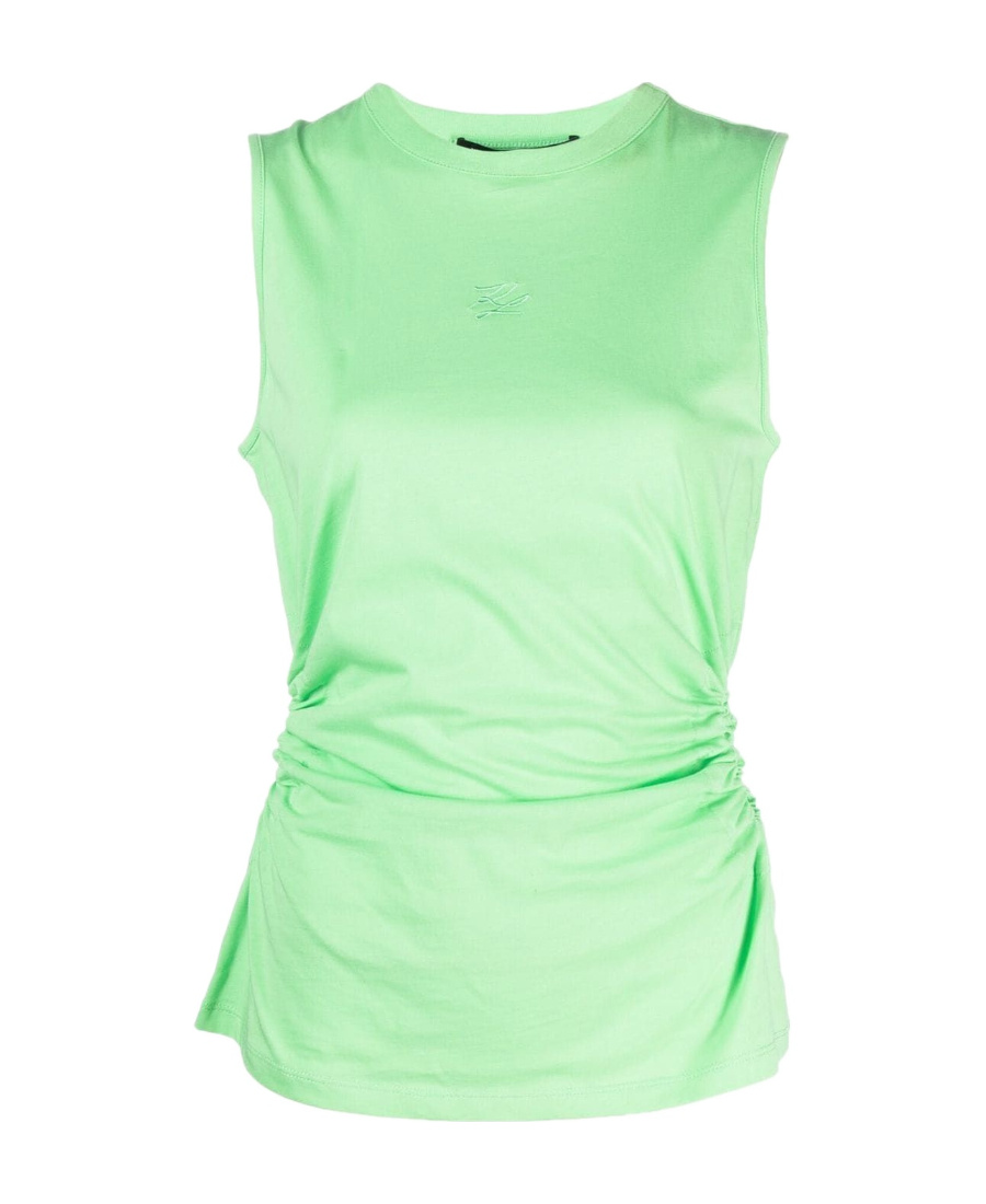 Shop Karl Lagerfeld Cut-out Tank Top In Green
