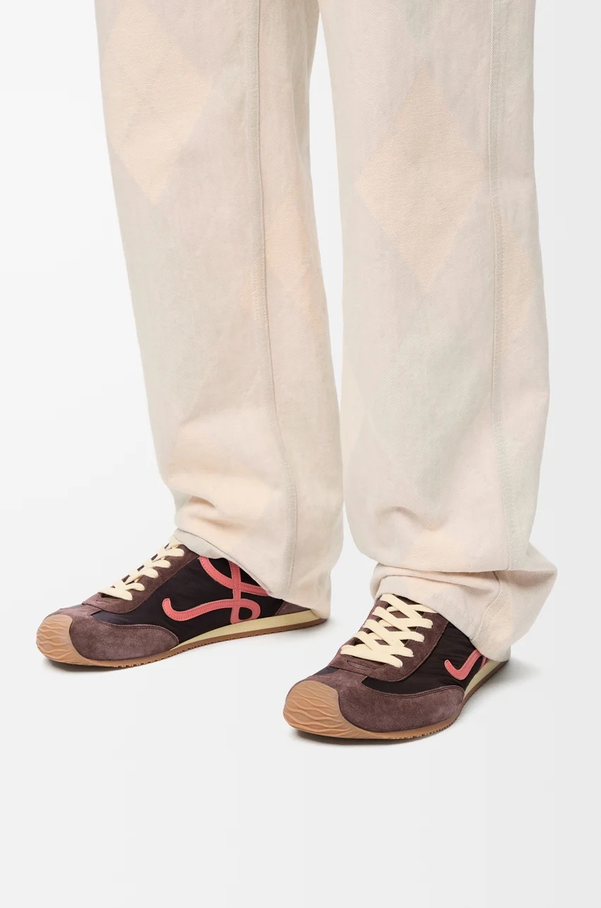 Loewe Ballet Runner 2.0 Suede-trimmed Sneakers In Burgundy