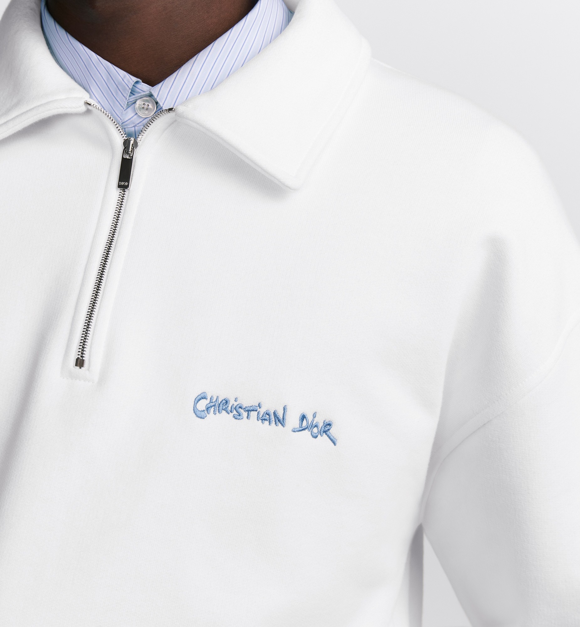 Dior Zip-neck Sweatshirt In White