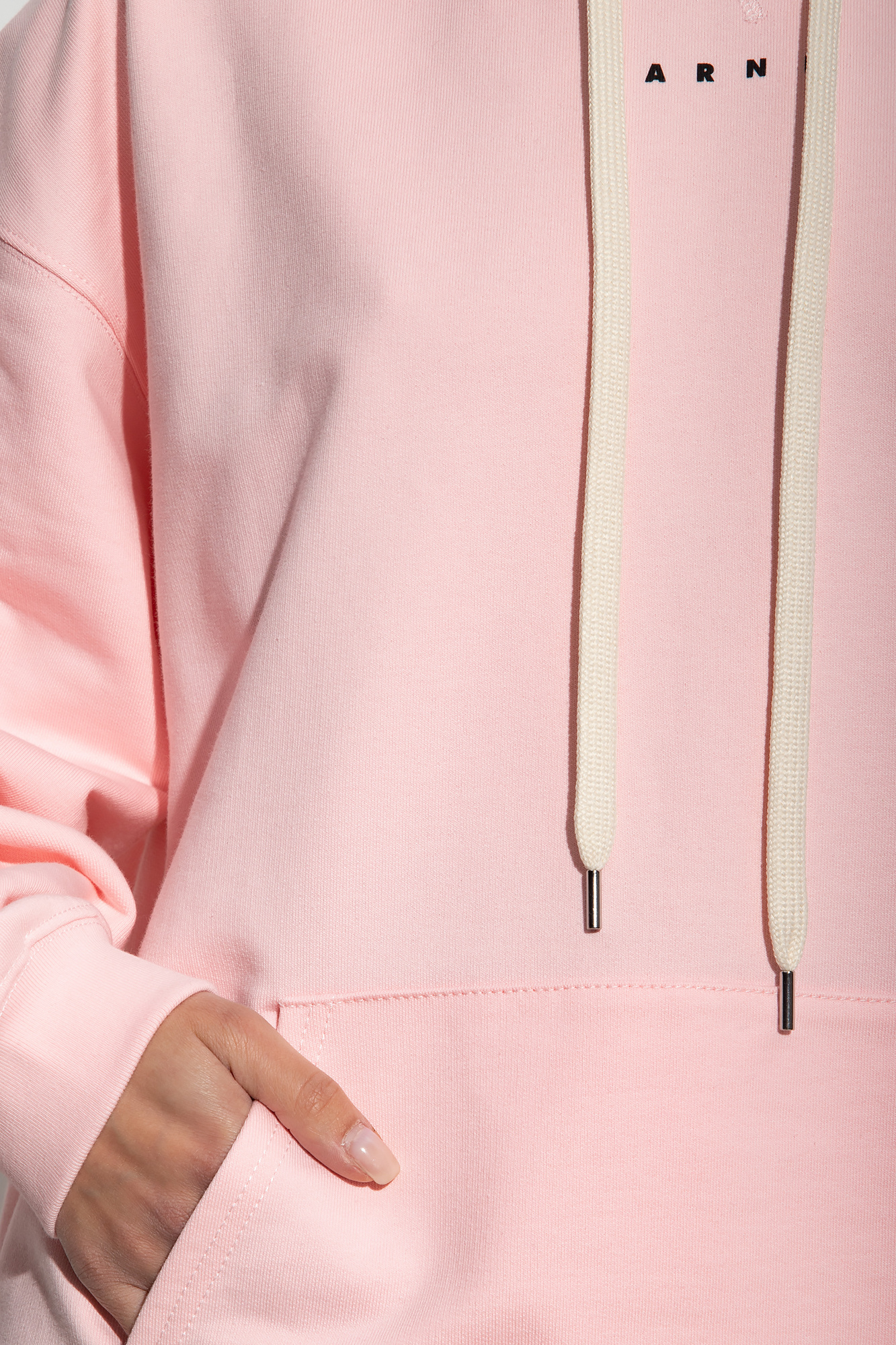 Marni Relaxed Fit Pink Hoodie With Adjustable Drawstring And Kangaroo Pocket In Pink