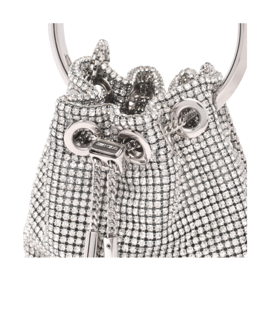 Jimmy Choo Micro Bon Bon Silver Bag In Gray