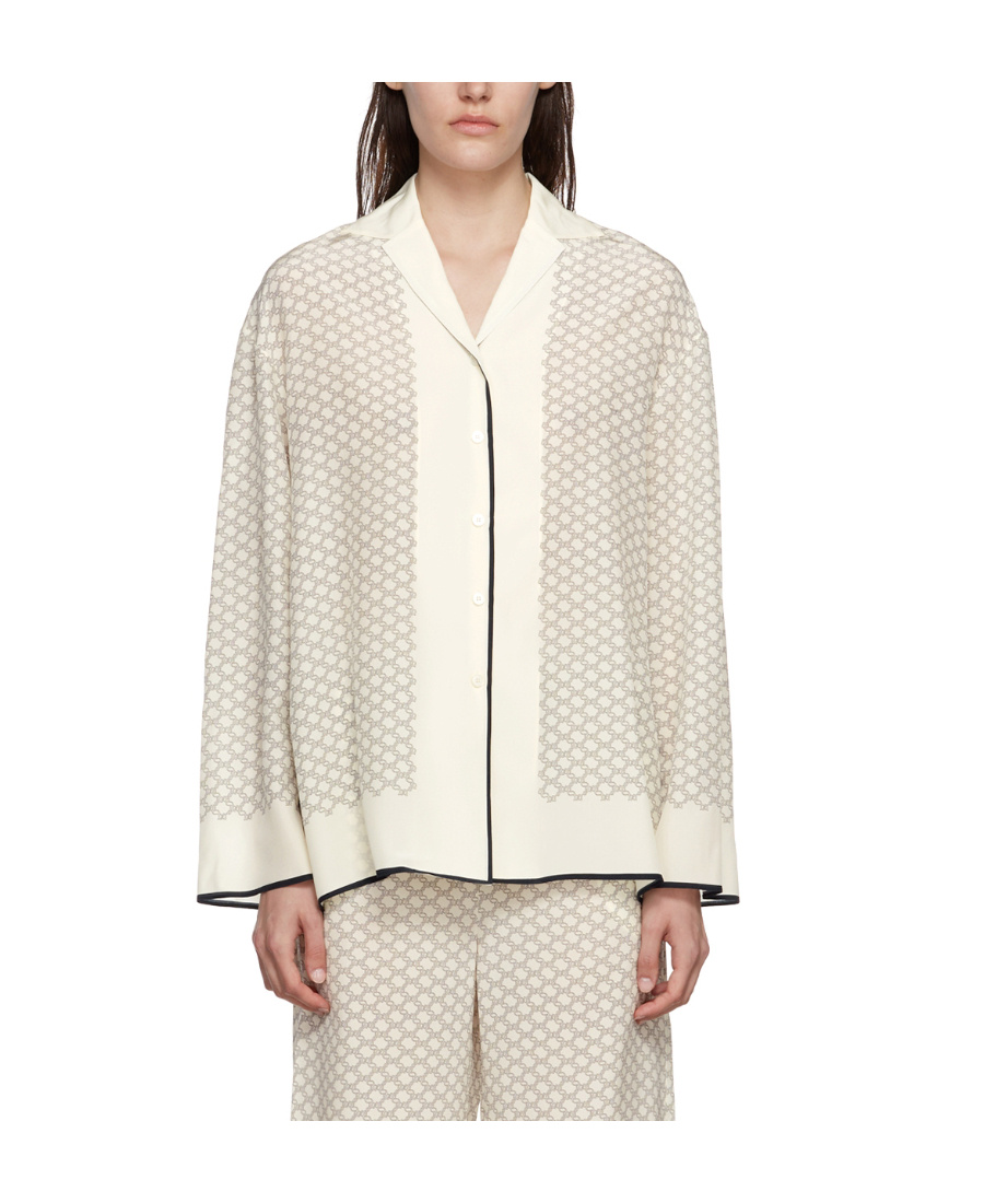 LOW CLASSIC MONOGRAM-PATTERN BUTTON-UP SILK SHIRT