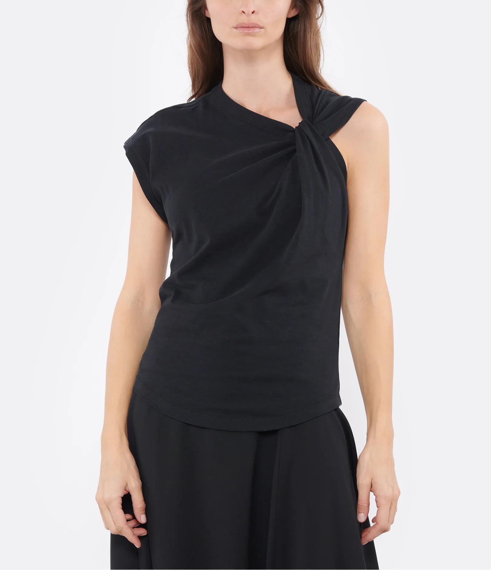 Isabel Marant Asymmetric Organic Cotton T-shirt In Black