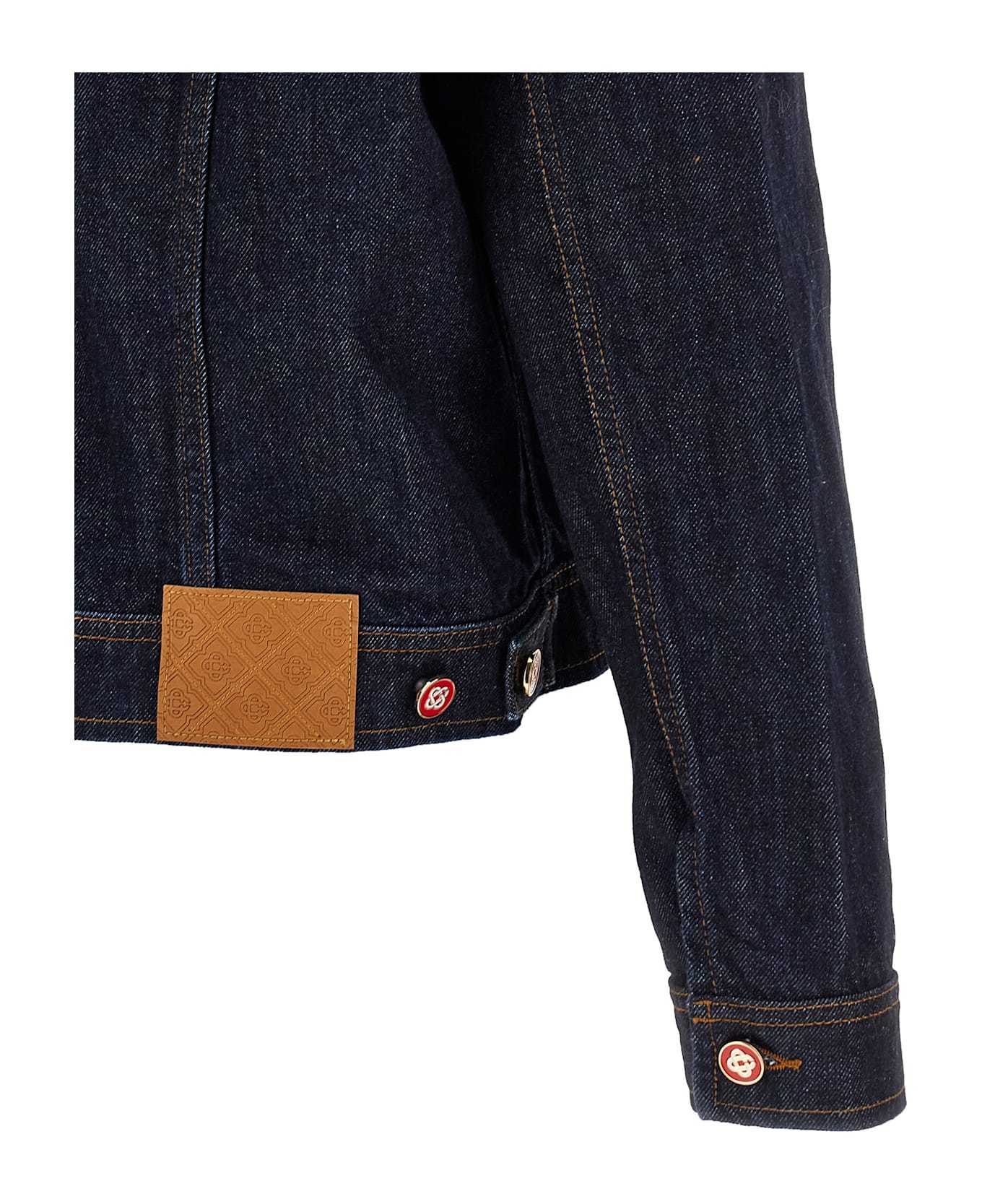 Casablanca Embroidered Logo Denim Jacket In Black