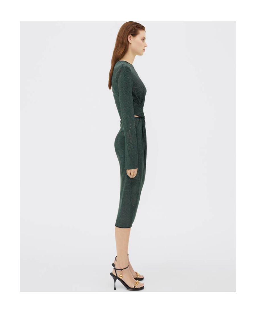 Bottega Veneta Long-sleeved Dress Decorated With Logo Rivets In Black