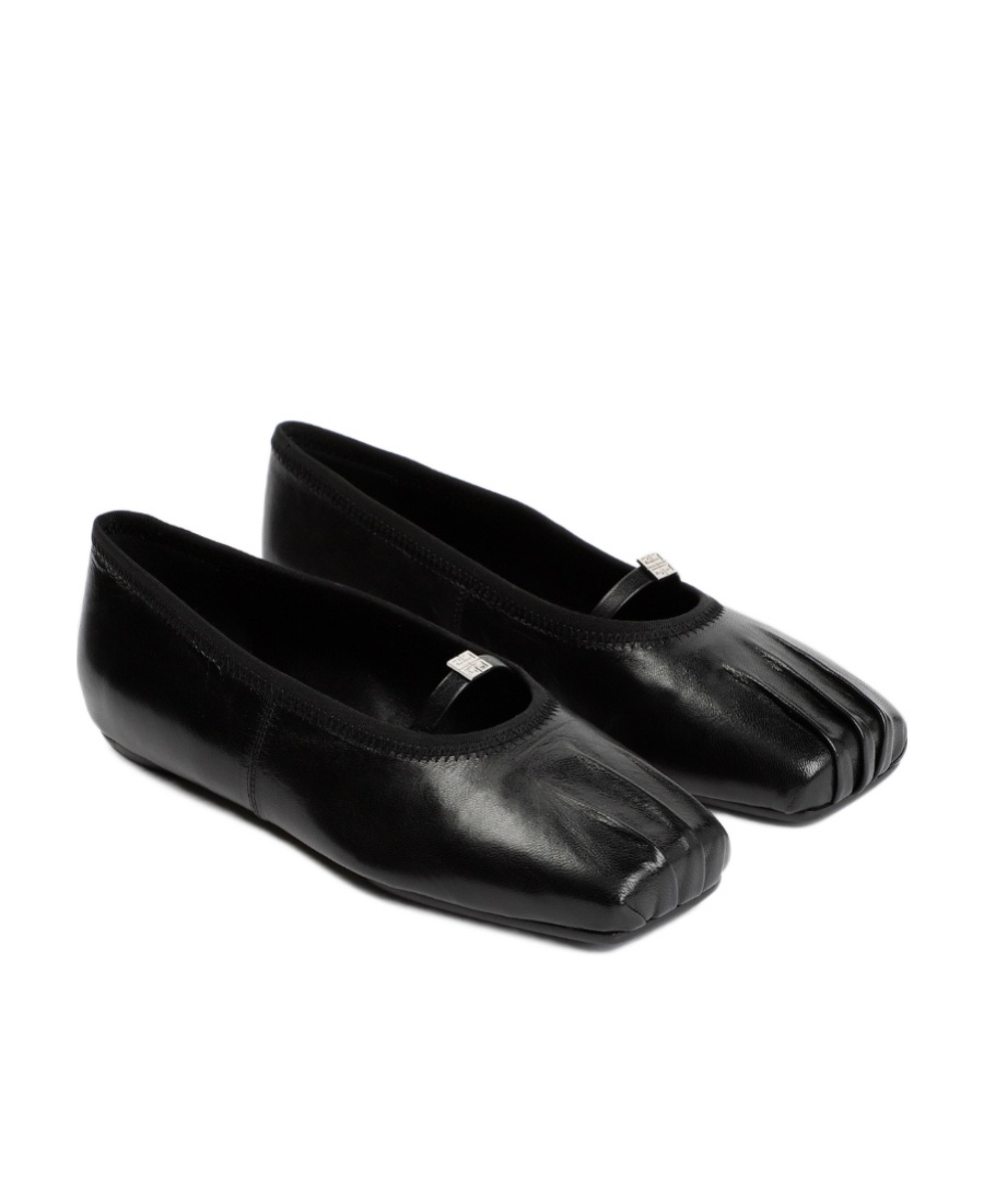 Givenchy 4g-plaque Pleated Ballerina Shoes In Black