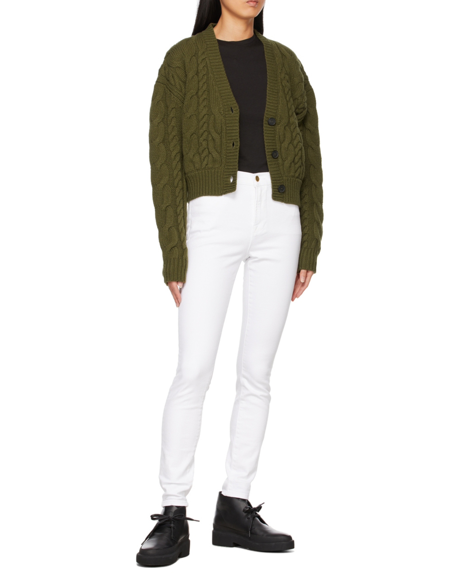 Shop Frame High-rise Skinny Jeans In White