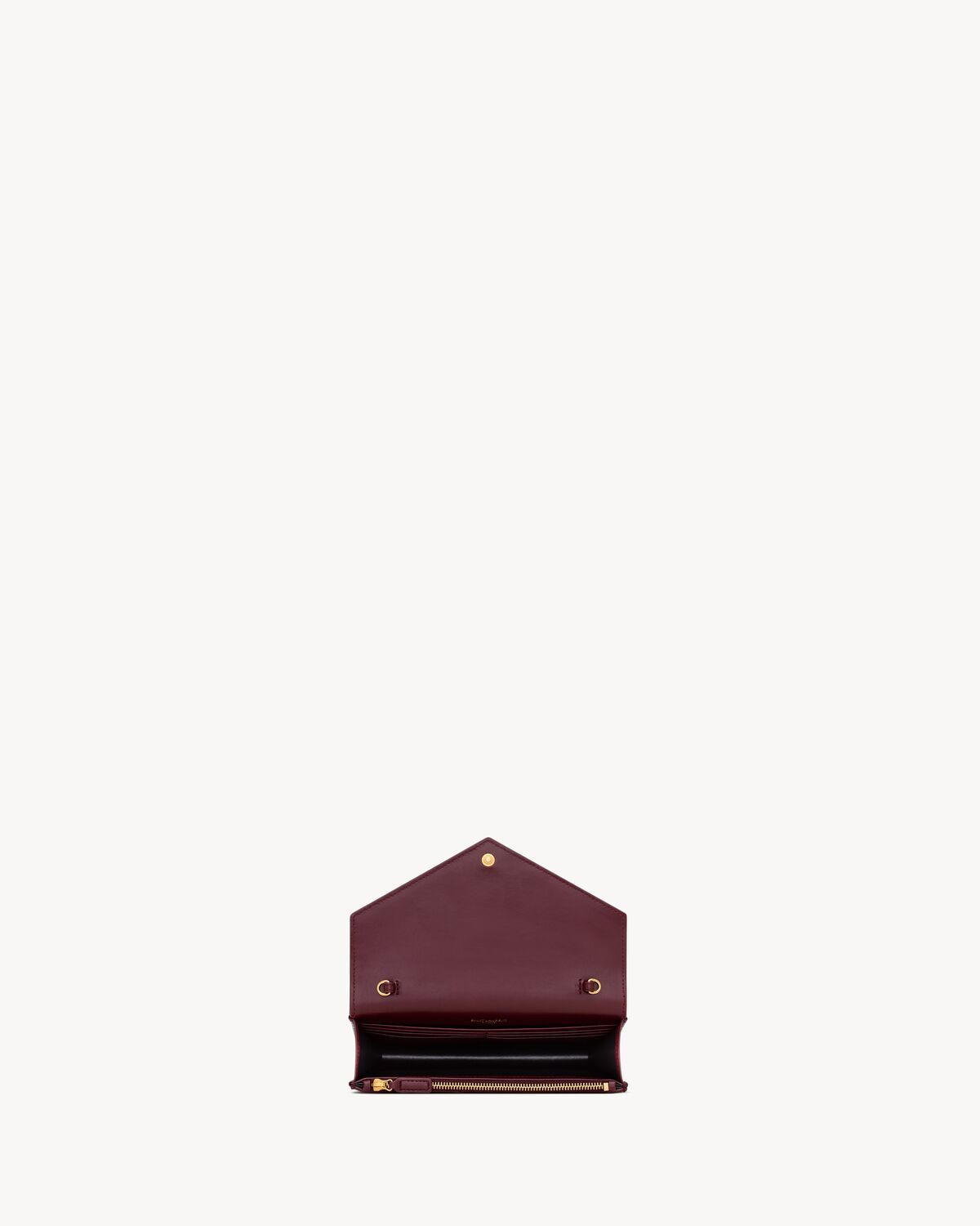 Saint Laurent Cassandre Envelope Chain Wallet In Lambskin In Red