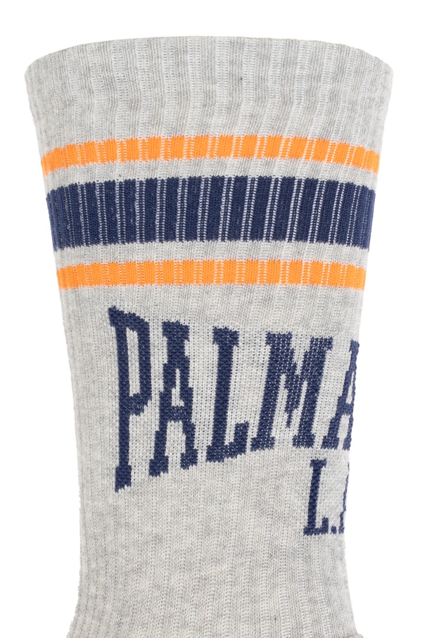 Palm Angels Logo-jacquard Socks In Gray