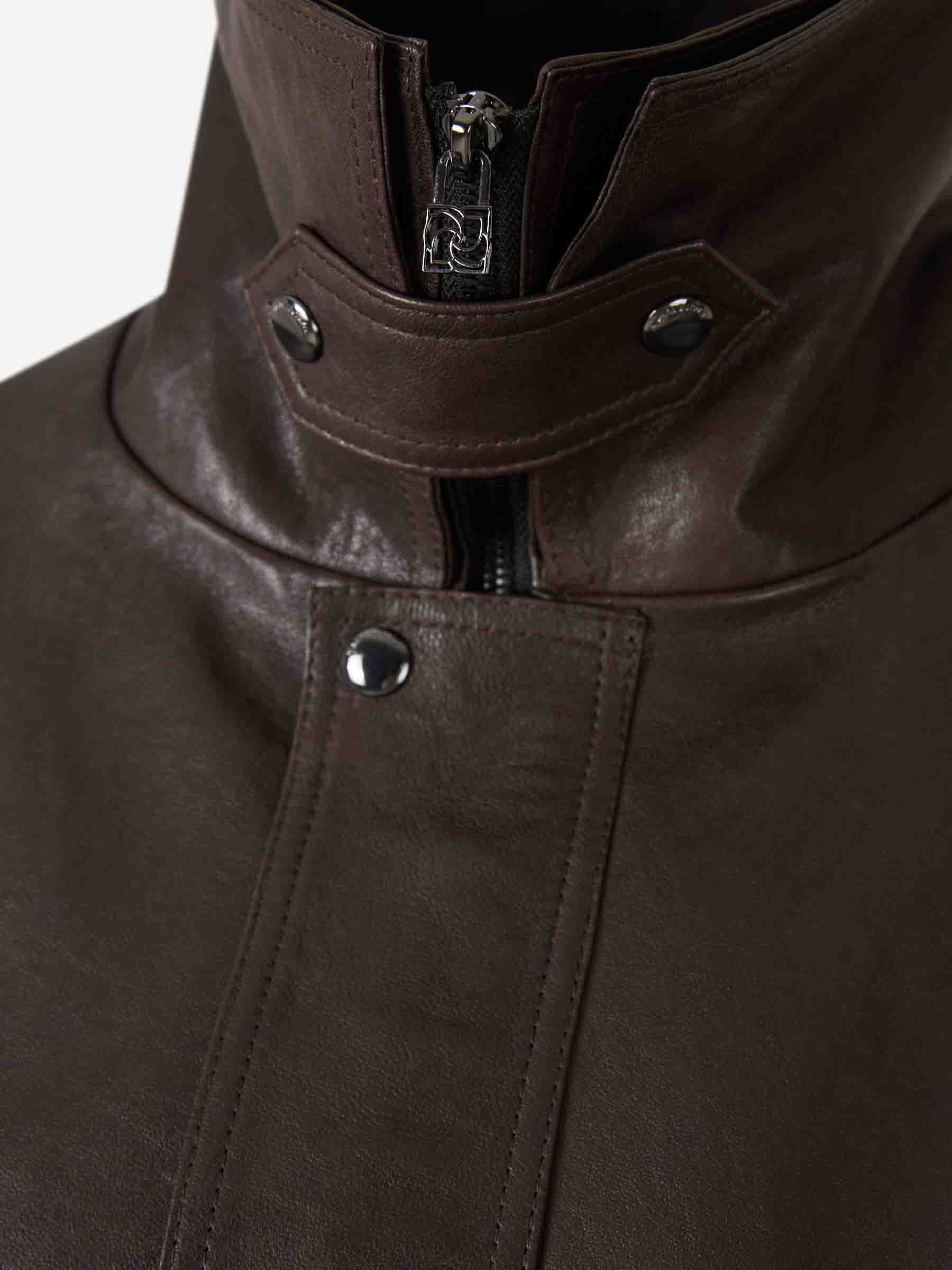 Magda Butrym High-neck Elastic-cuff Leather Jacket In Multi