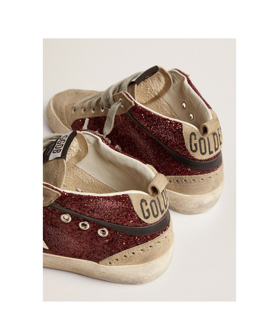 Golden Goose Deluxe Brand Women Mid Star Classic High-top Suede Sneakers With Glitter Inserts In Nude