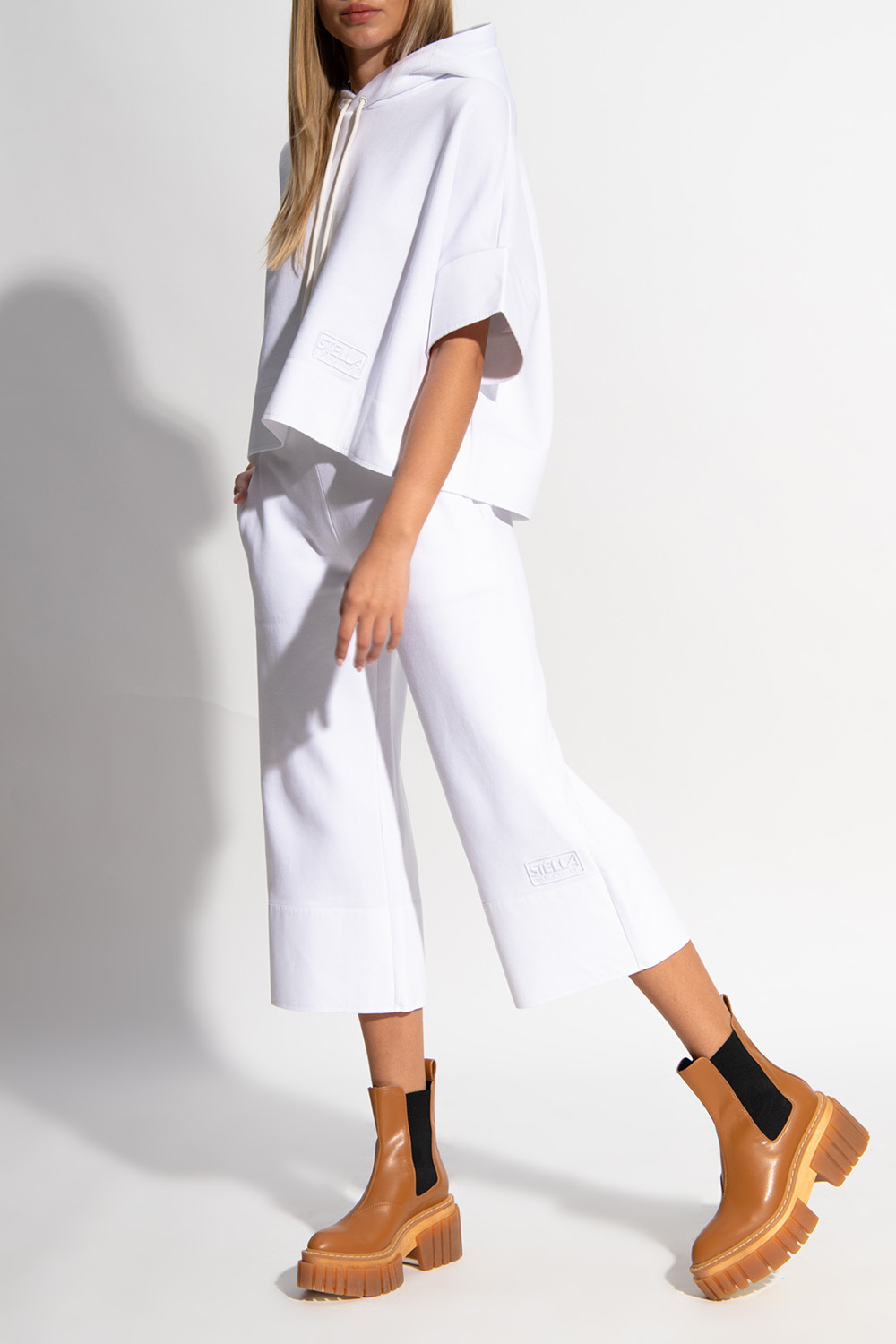 Stella Mccartney Cropped Kick-flare Trousers In White