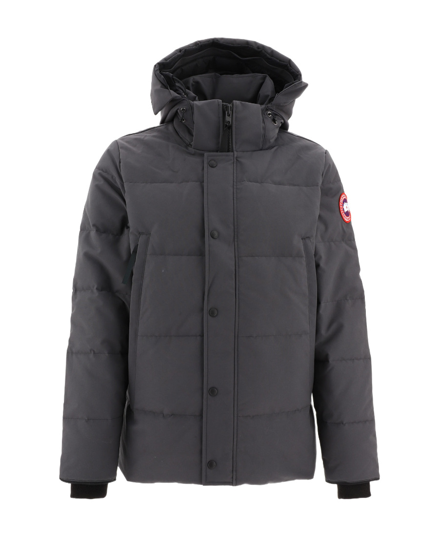 Canada Goose Zipped Hooded Down Jacket In Black