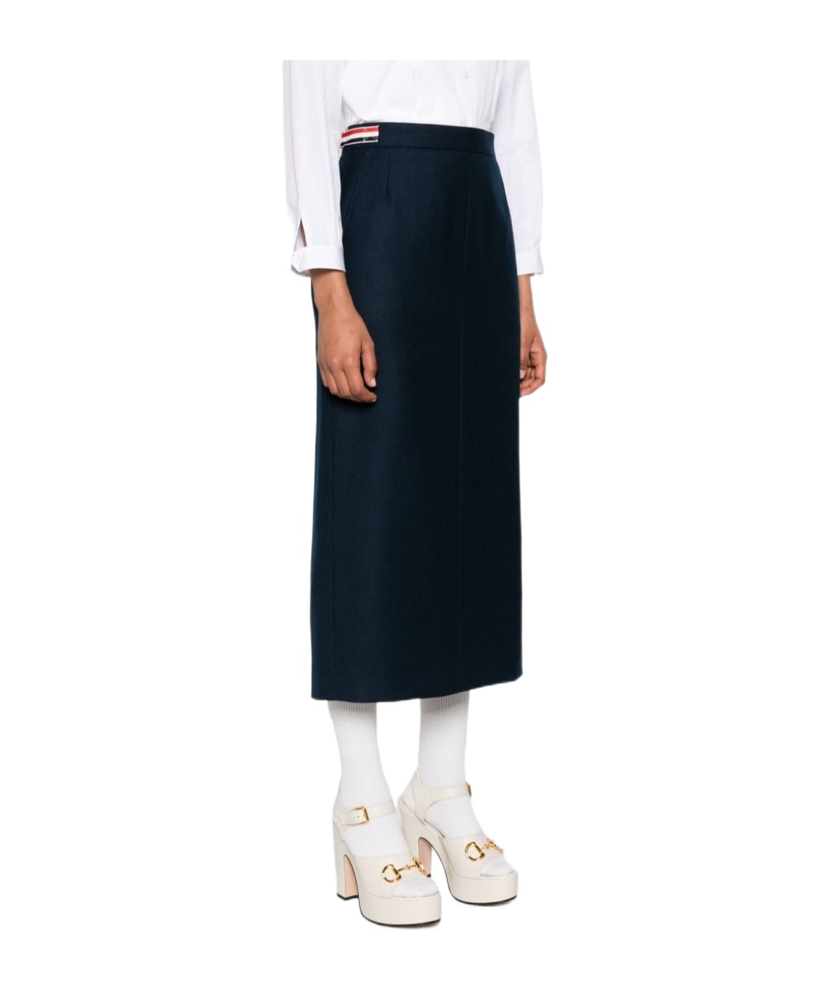 Thom Browne Midi Pencil Skirt In Black