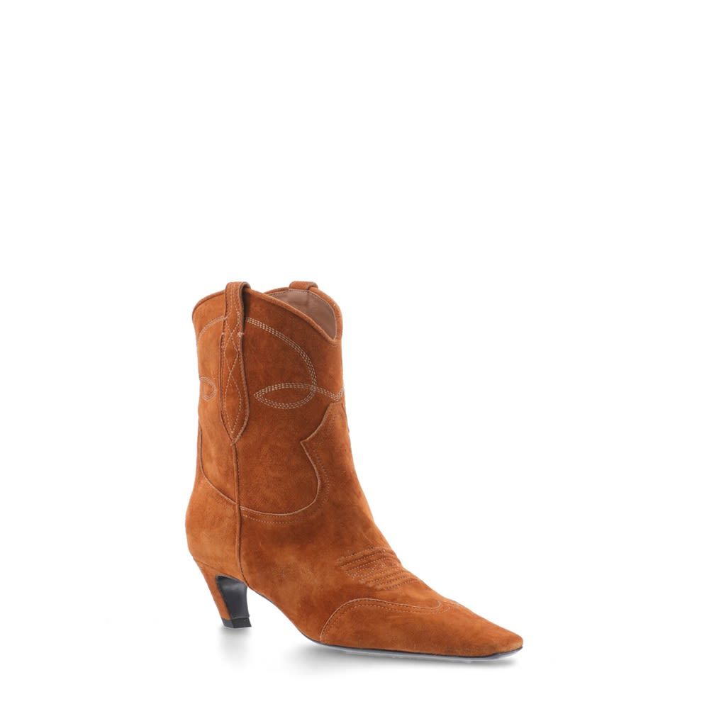Khaite The Dallas Ankle Boots In Brown