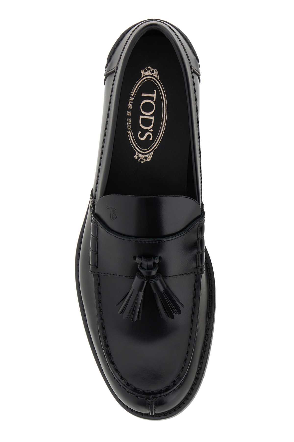 Tod's Nappa Leather Loafers With Decorative Tassel Design In Black