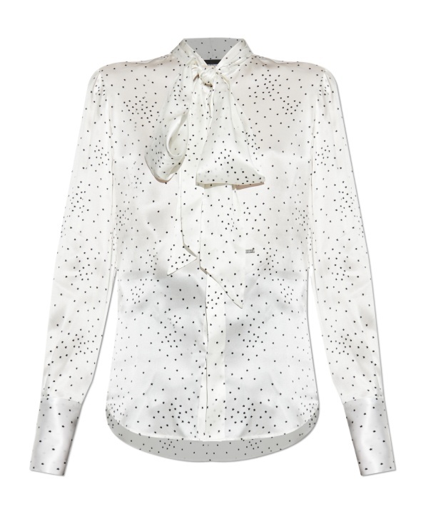 Dsquared2 Puff-sleeve Polka-dot Blouse In White