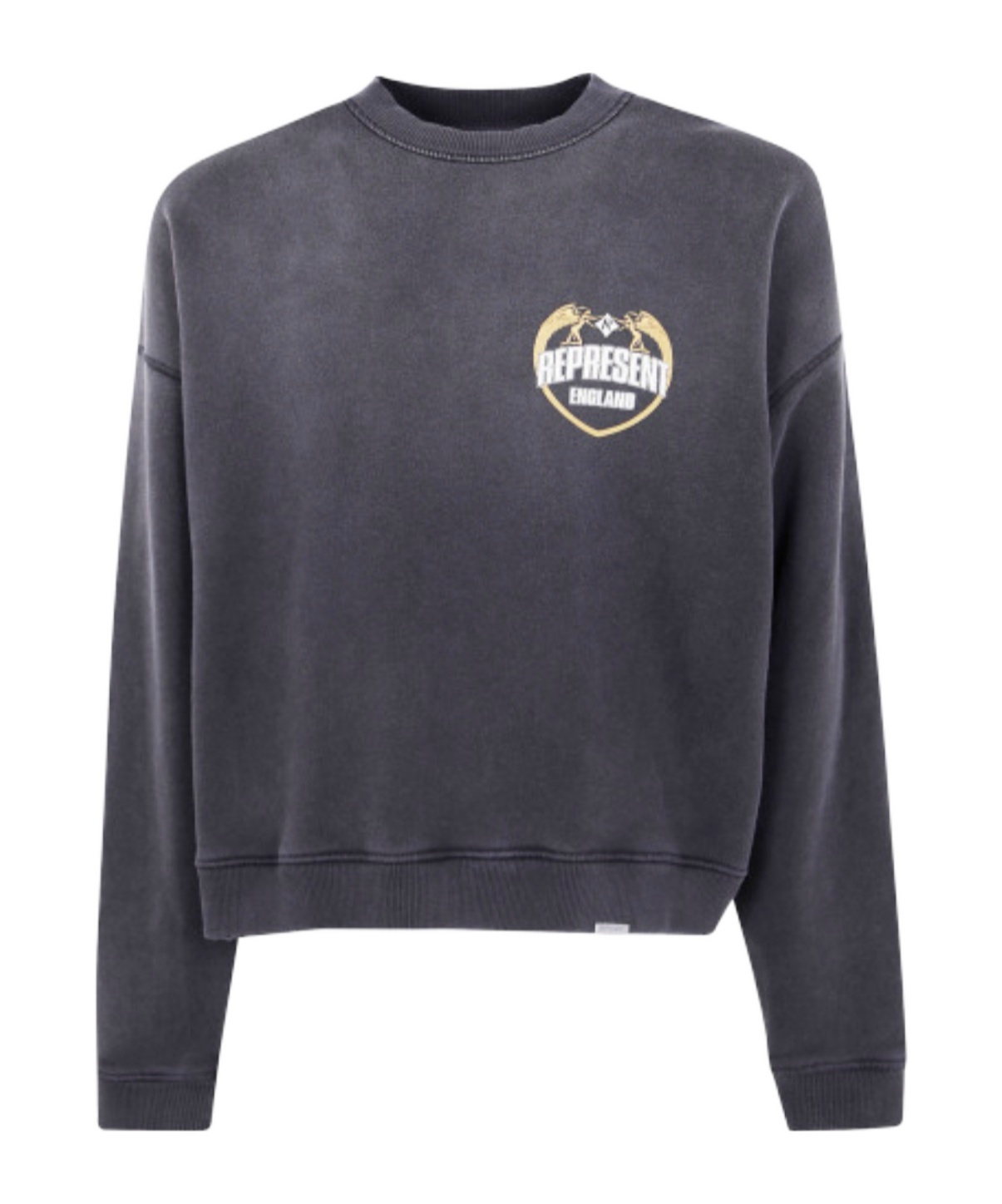 Represent Cotton Sweatshirt With Distressed Effect In Black