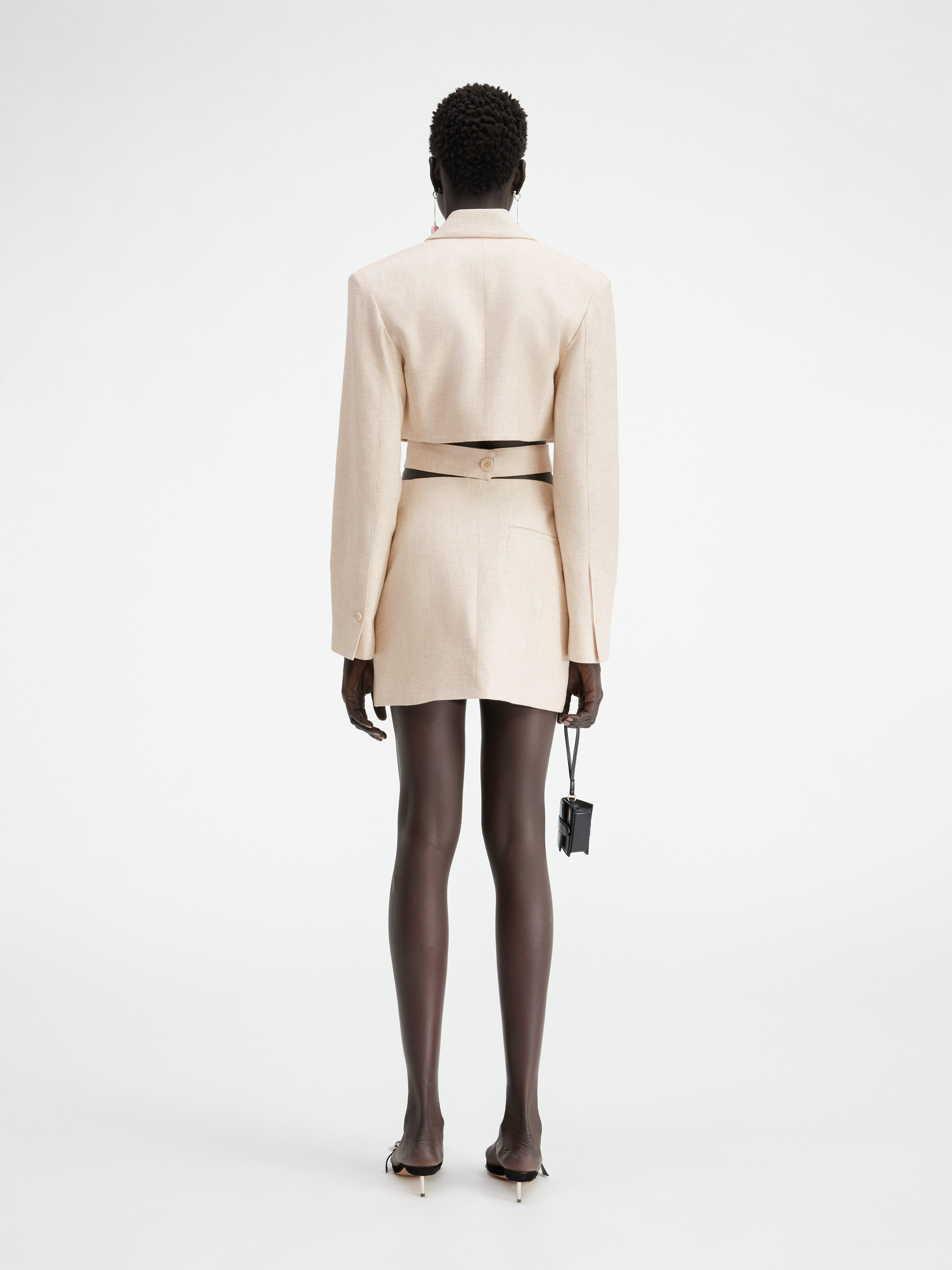 Jacquemus Bari Cutout Woven Mini Dress In White