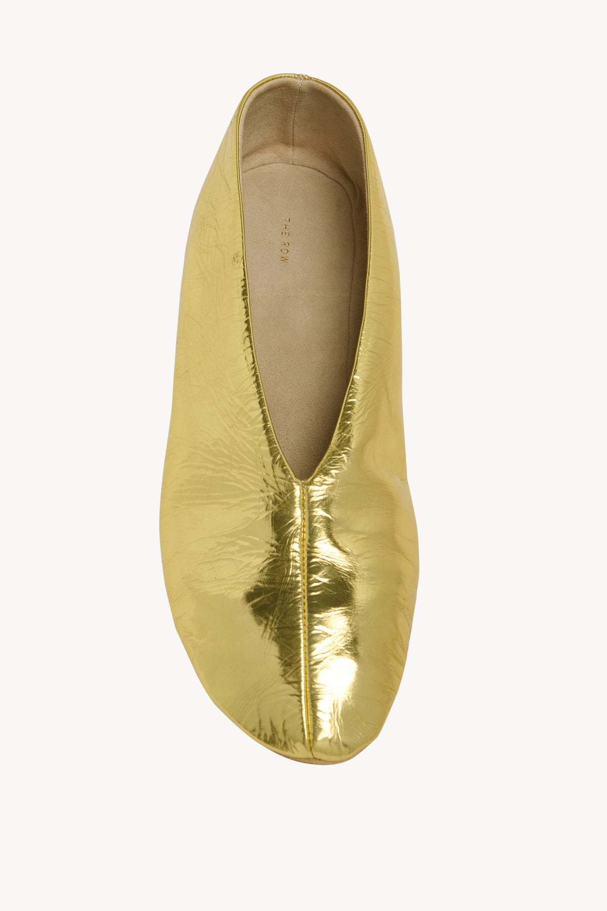 The Row Stella Metallic Crinkled-leather Ballet Flats In Gold