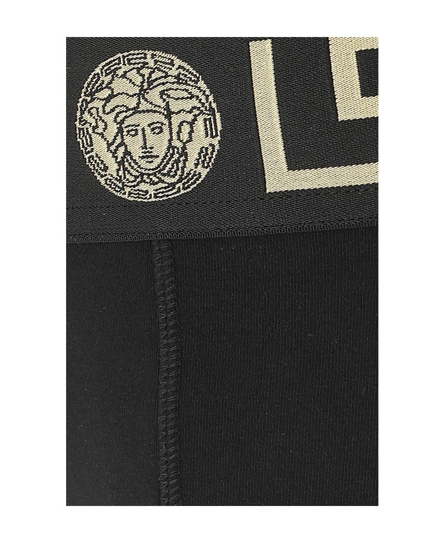 Versace Three-pack Black Greca Border Briefs In Black