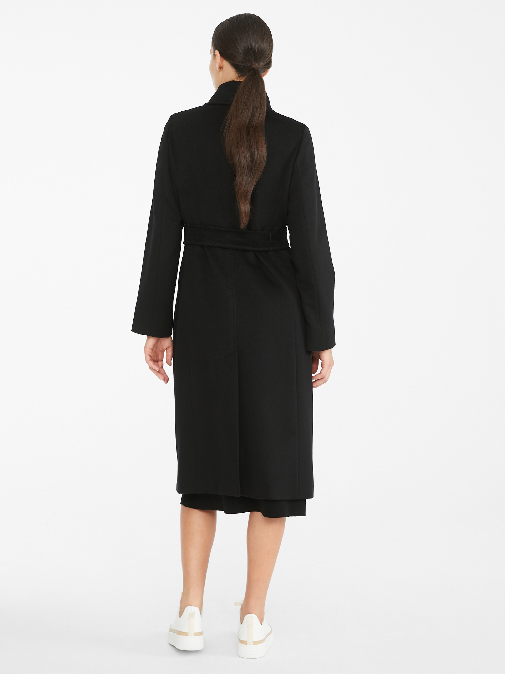 Max Mara Coat With Belted Waist And Side Pockets In Black