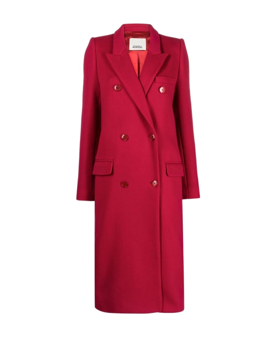 Isabel Marant Theodore Double-breasted Wool Blend Coat In Red