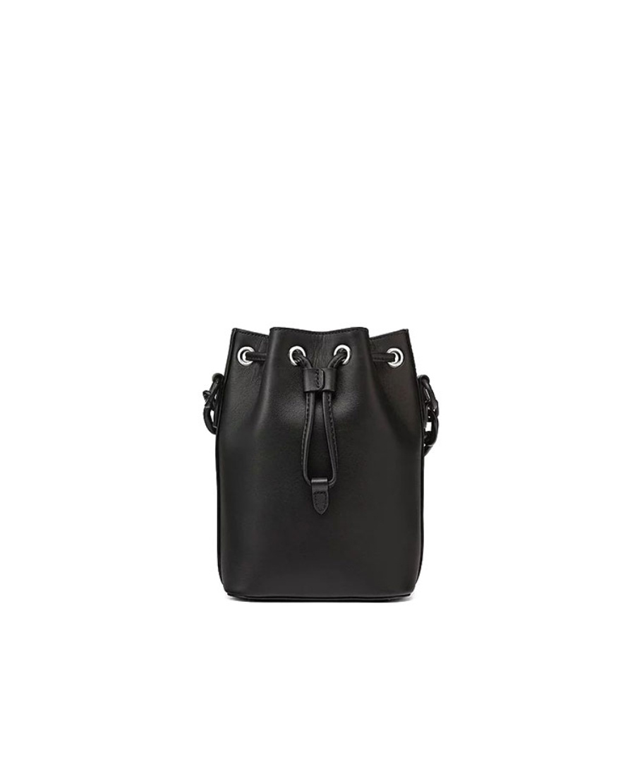 Mcm Mini Logo-print Drawstring Bucket Bag In Black