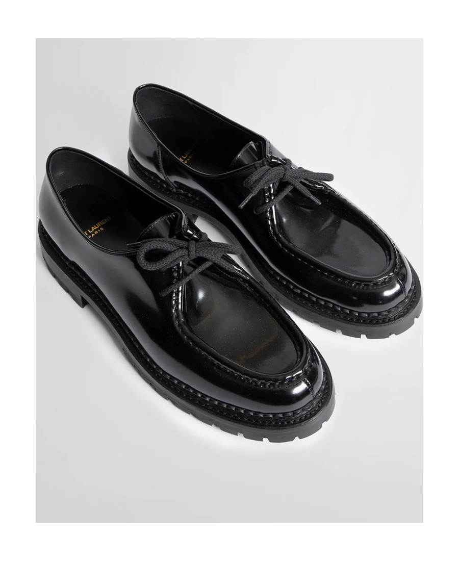 Saint Laurent Marbeuf Panelled Derby Shoes In Black
