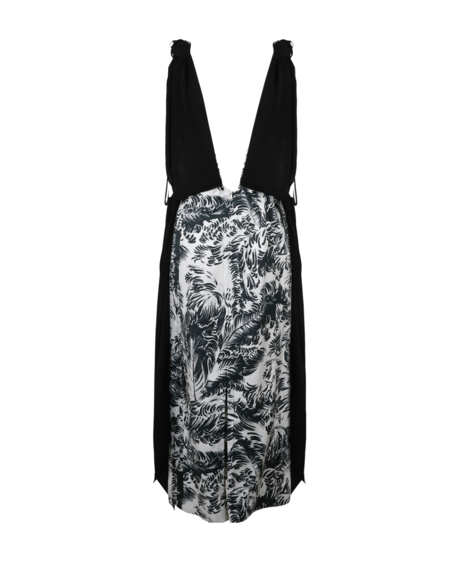 BOTTEGA VENETA BOTTEGA VENETA V-NECK GRAPHIC PRINTED DRESS