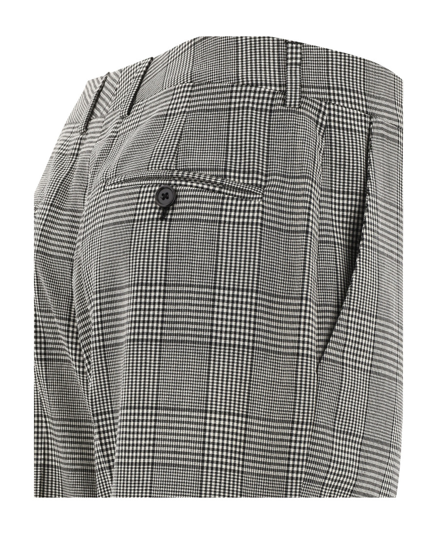 Celine Checkered Casual Trousers In Gray