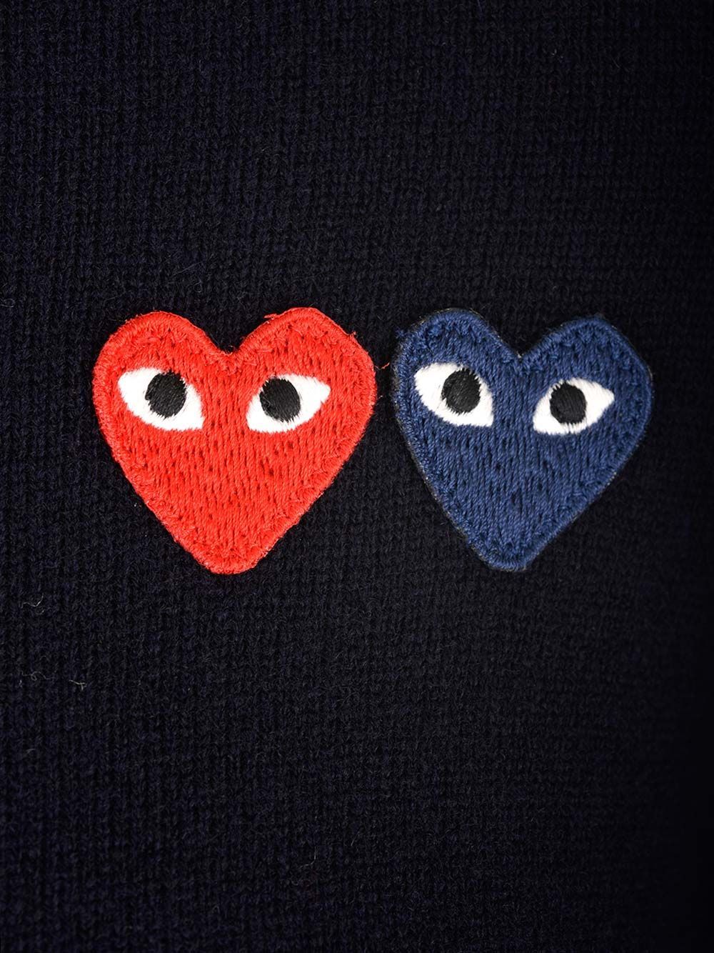 Comme Des Garçons Play Heart-patch Wool Cardigan In Navy