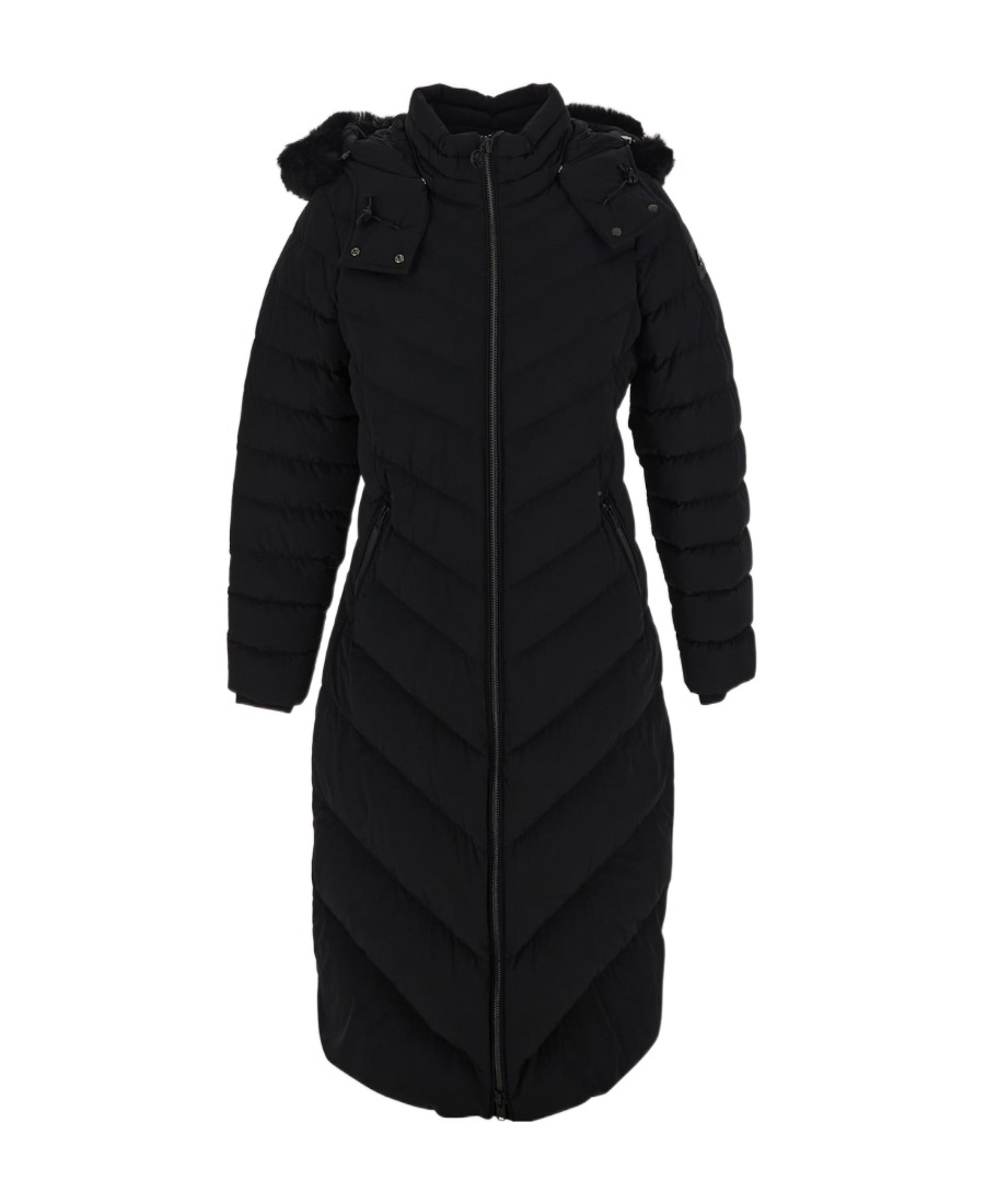 Moose Knuckles Faux-fur Hooded Padded Coat In Black