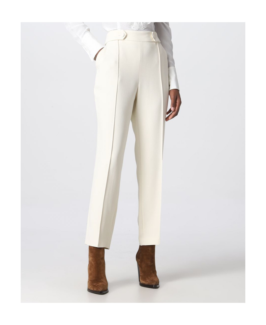 Ermanno Scervino High-waisted Tapered Trousers In White