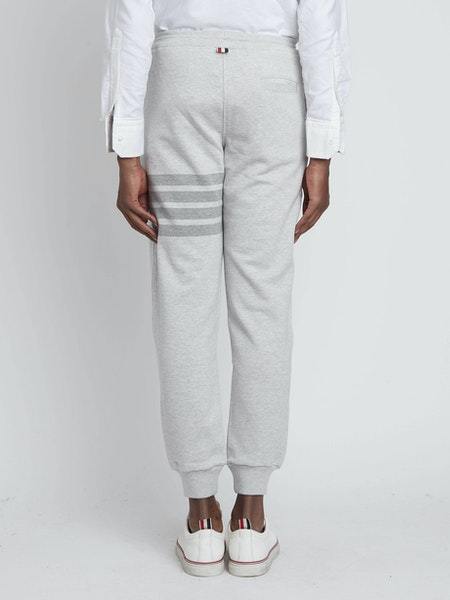 Thom Browne Grey Jersey Joggers With 4bar Detail In White