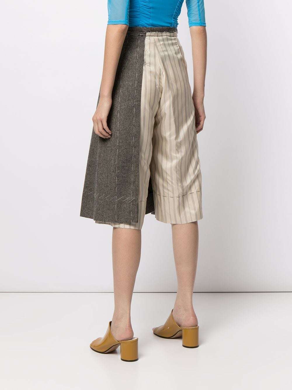 Maison Margiela Asymmetric Wool-panel Shorts In Black