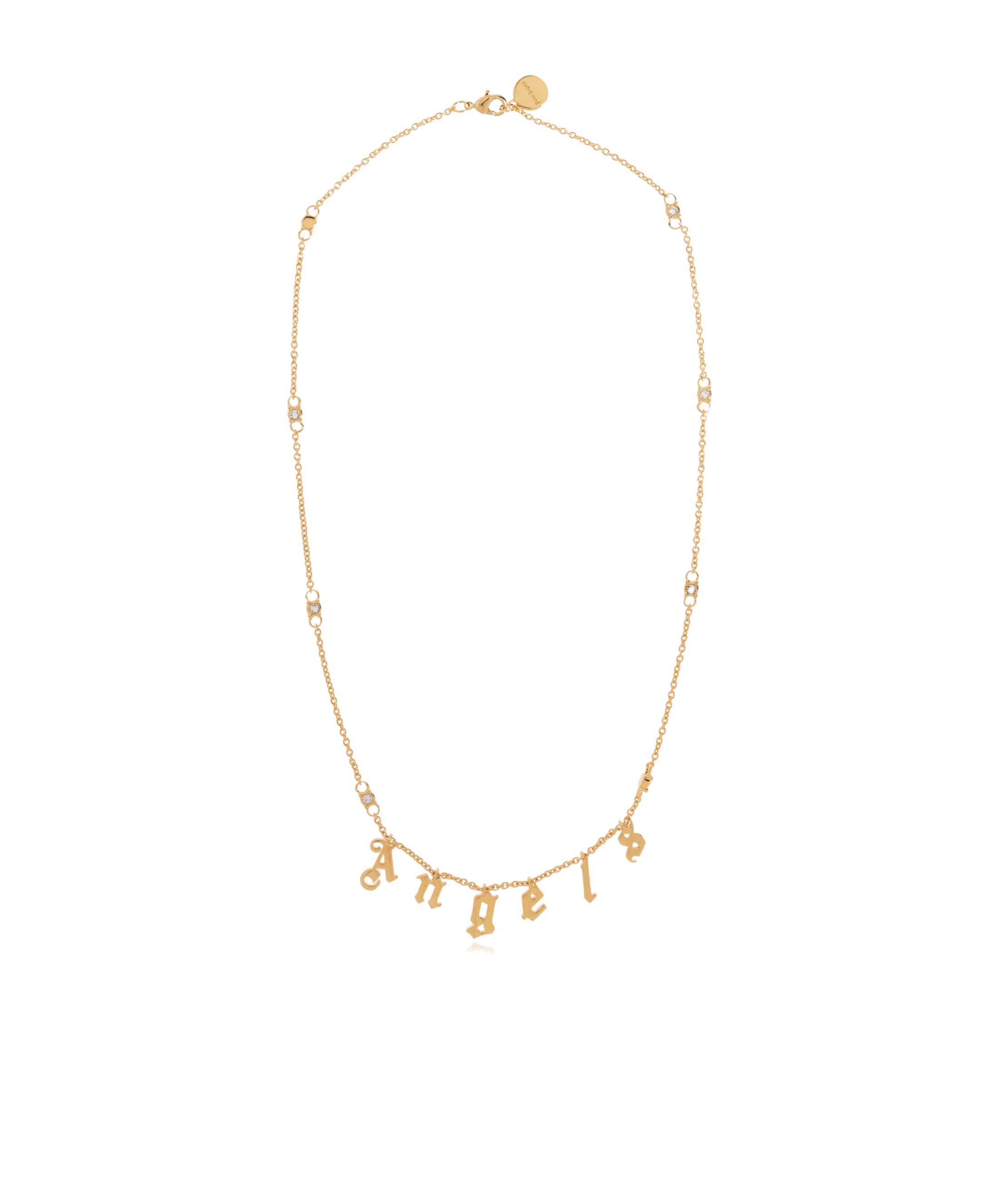 Palm Angels Rhinestone Angels Necklace In Yellow