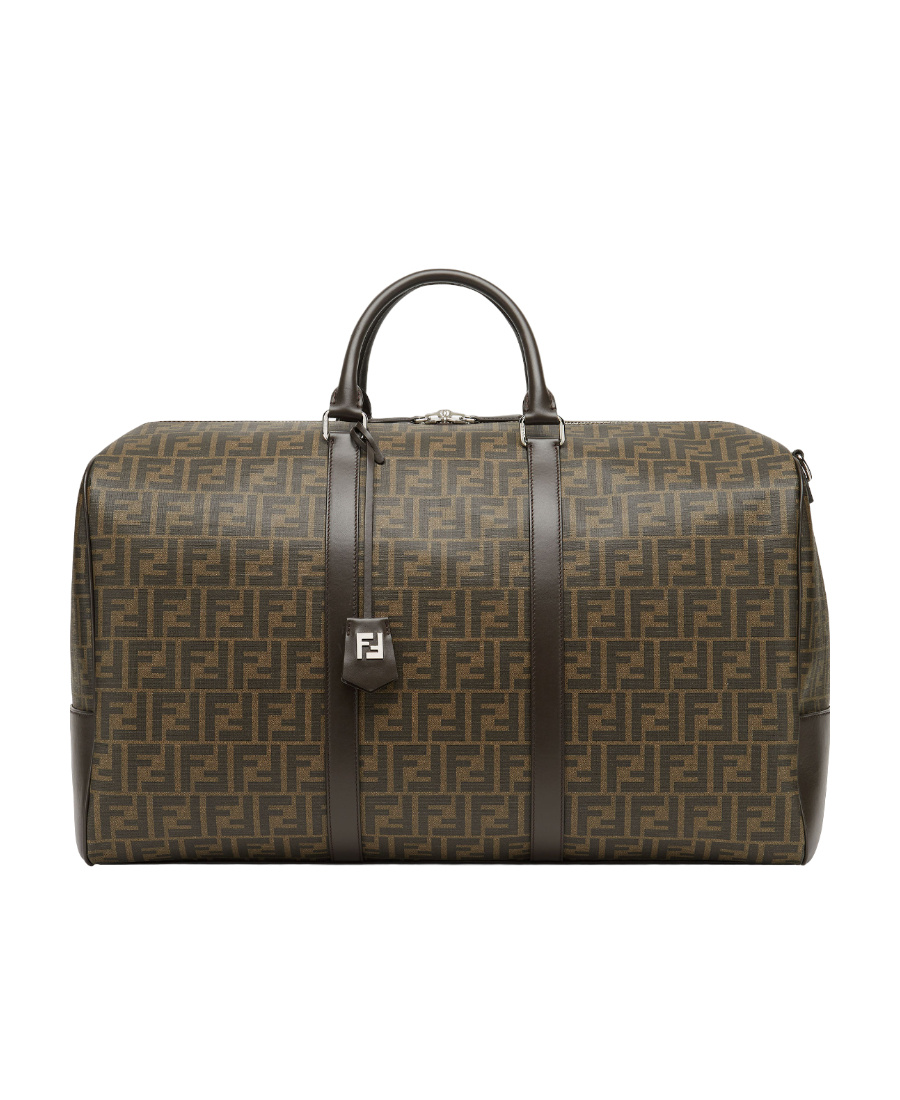 Fendi Men Large Duffle Ff Ff Fabric Travel Bag In Black